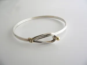 Tiffany & Co Hook & Eye Bangle Silver 18K Gold Loop Love Bracelet Gift T and Co