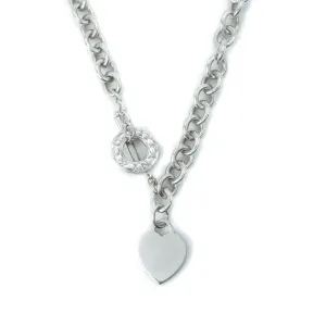 Tiffany & Co Plain Heart Tag Sterling Silver Pendant Toggle Choker Necklace - 15.25"