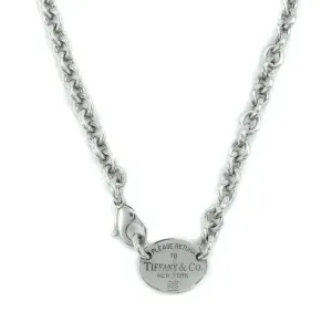 Tiffany & Co Return To Tiffany Sterling Silver Oval Tag Choker Necklace - 15.25"