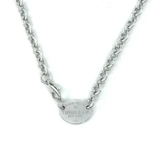 Tiffany & Co Return To Tiffany Sterling Silver Oval Tag Choker Necklace 15"
