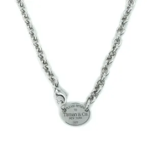 Tiffany & Co Return To Tiffany Sterling Silver Oval Tag Choker Necklace 15"