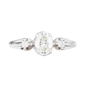 Timeless 0.80Ct Oval Cut Diamond Three Stone Engagement Ring in Platinum