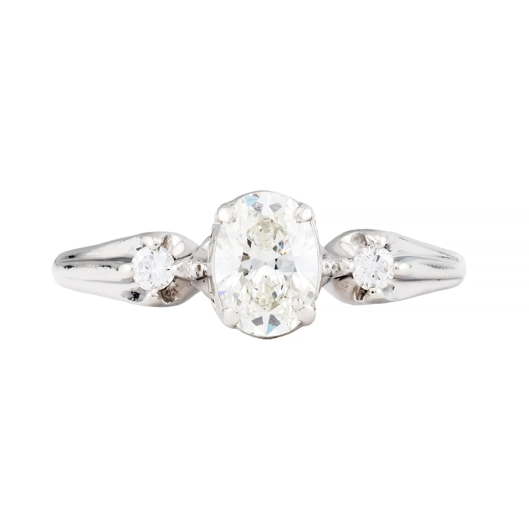 Timeless 0.80Ct Oval Cut Diamond Three Stone Engagement Ring in Platinum
