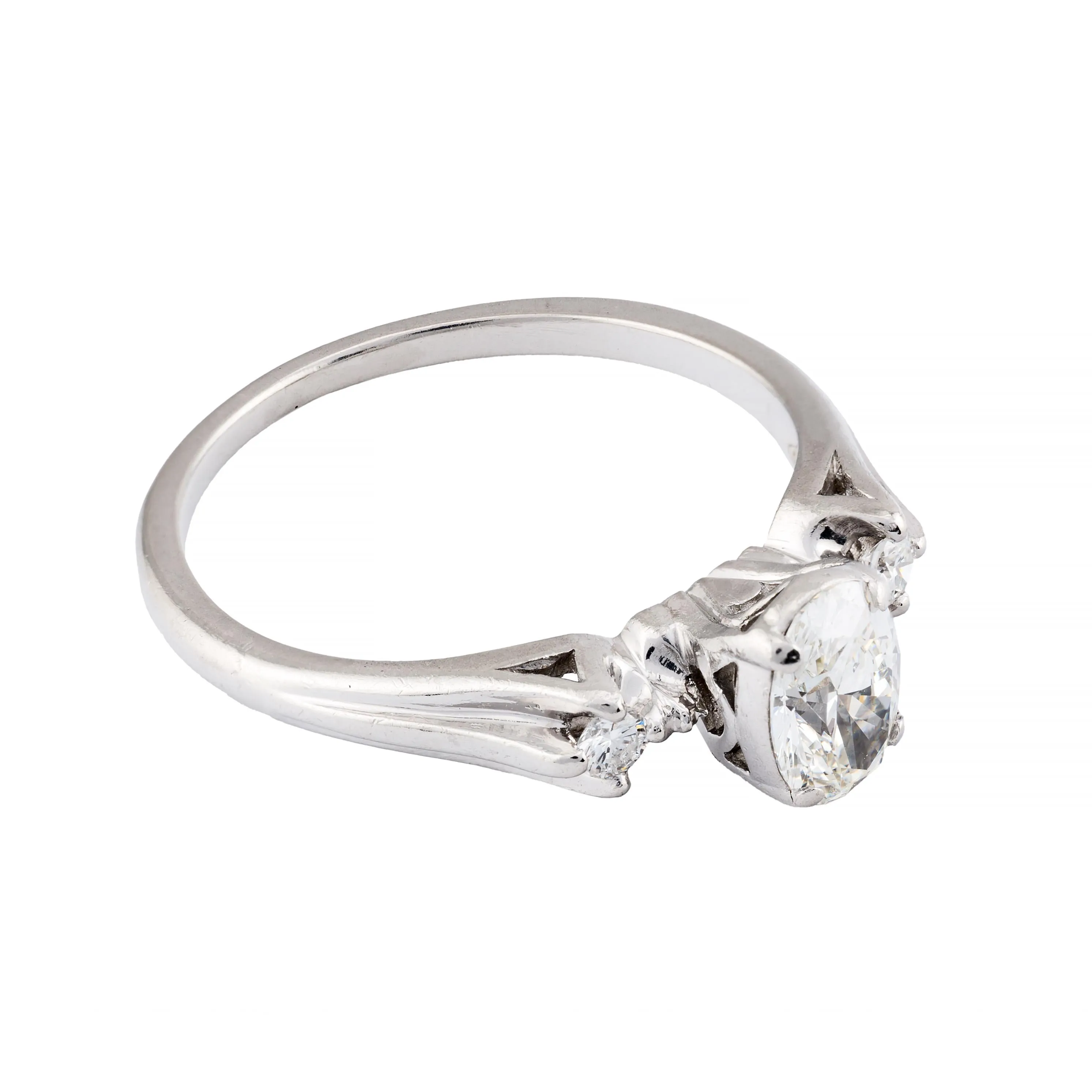 Timeless 0.80Ct Oval Cut Diamond Three Stone Engagement Ring in Platinum