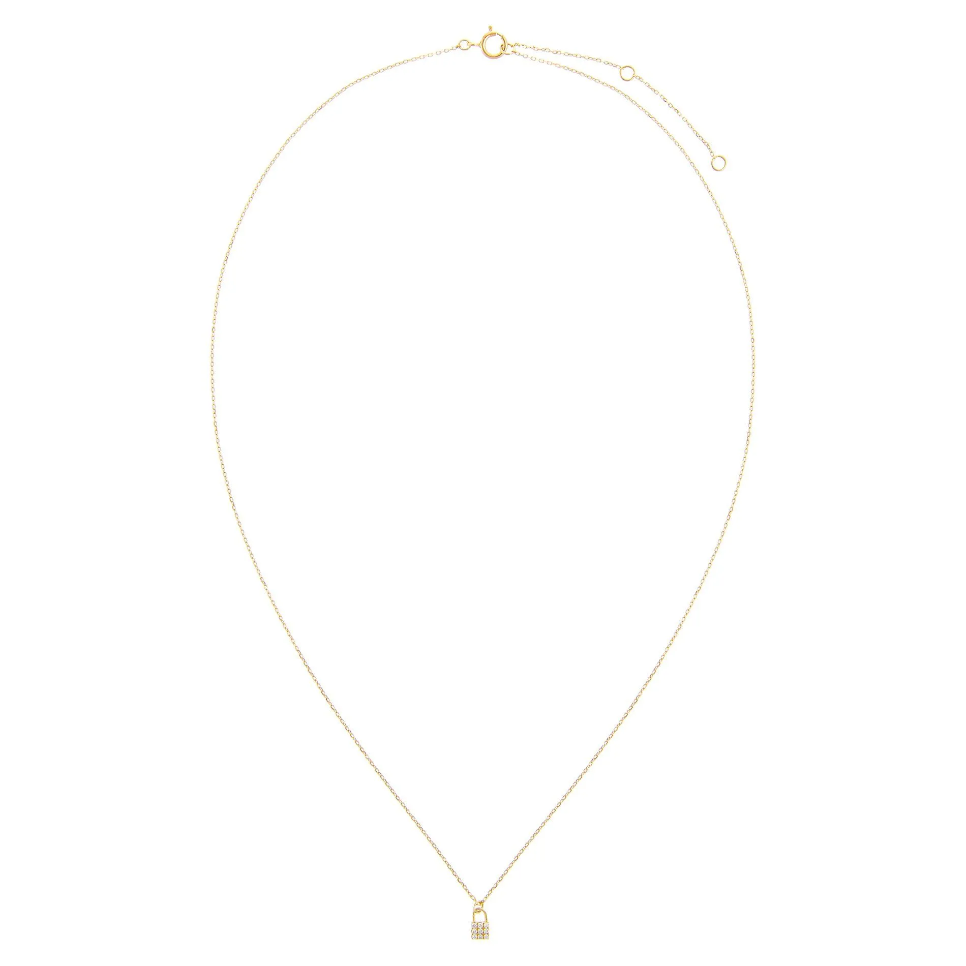 Tiny Diamond Lock Necklace 14K