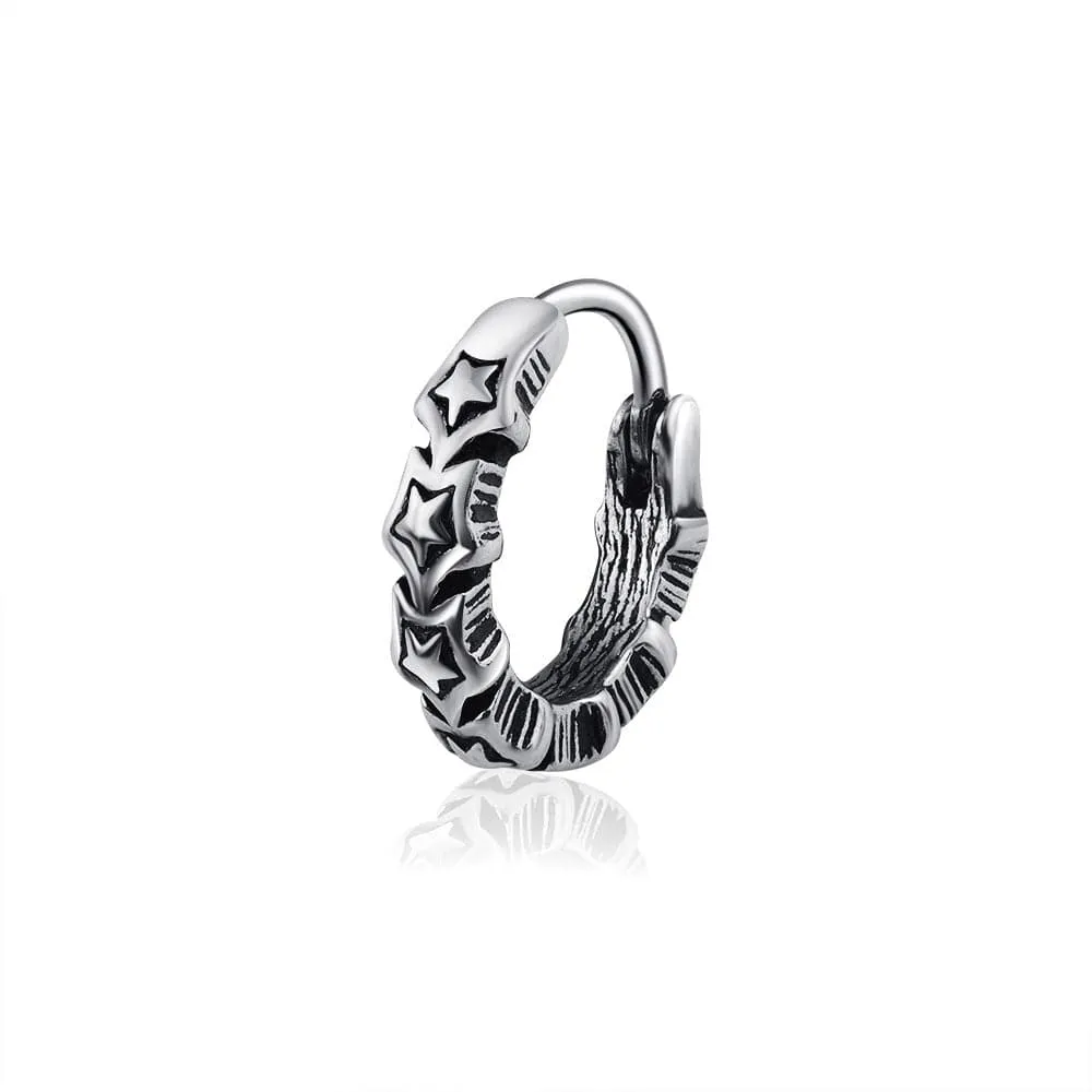 Titanium Steel Cross Hoop Earrings for Men