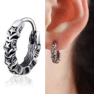 Titanium Steel Cross Hoop Earrings for Men