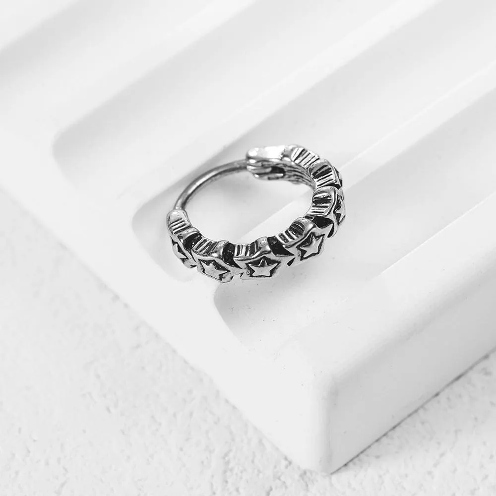 Titanium Steel Cross Hoop Earrings for Men