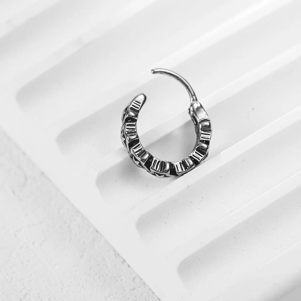 Titanium Steel Cross Hoop Earrings for Men