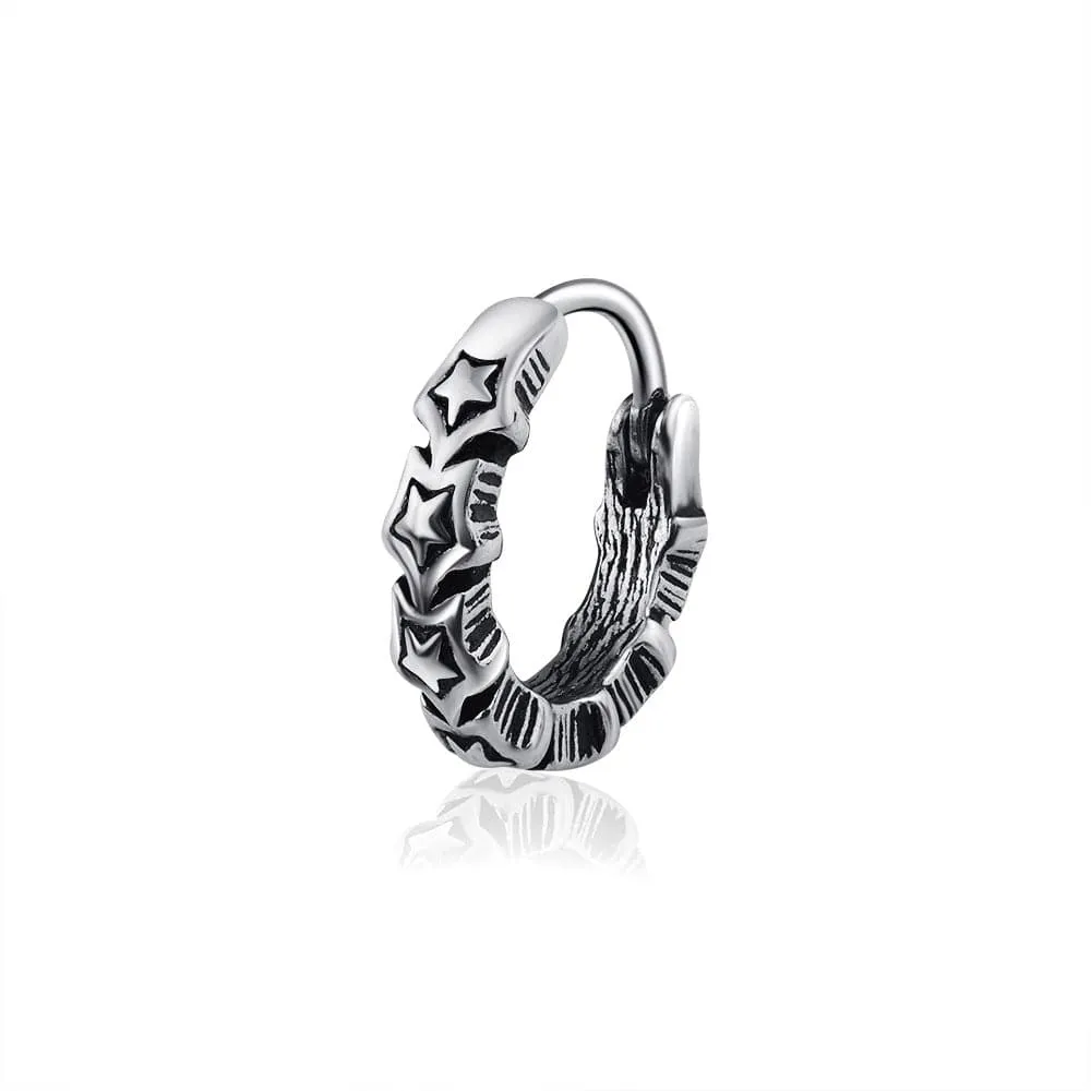 Titanium Steel Cross Hoop Earrings for Men