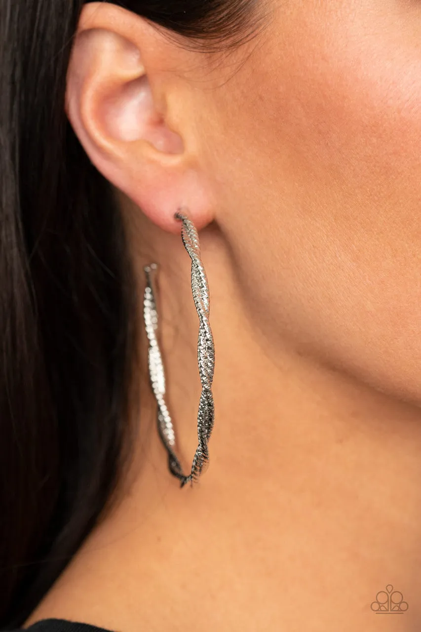 Totally Throttled Silver Paparazzi Earrings
