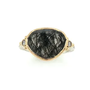 Tourmalinated Quartz   Diamonds Ring