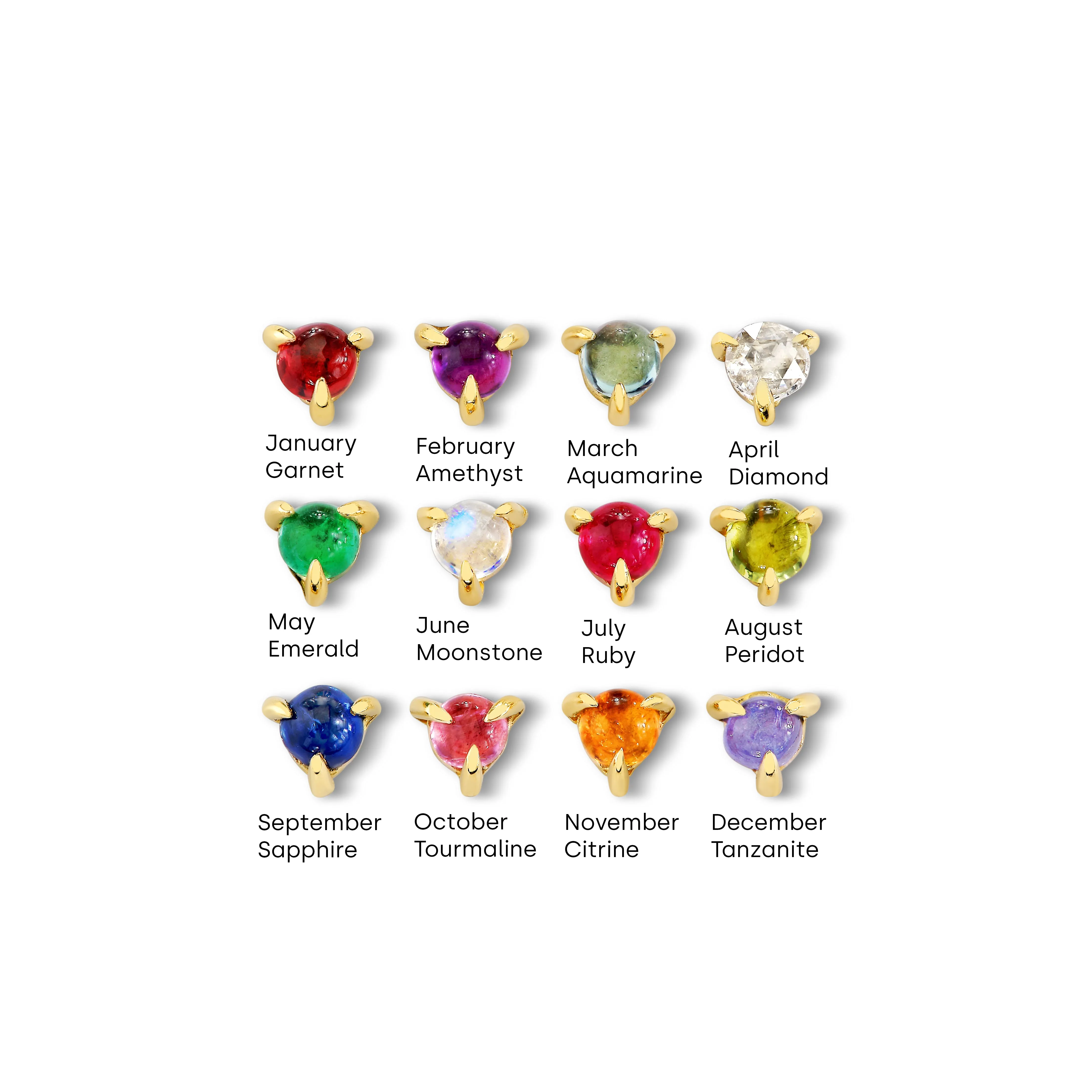 Triple Gemstone Ring in Diamond, Ruby, Citrine - Ring Size 5.75