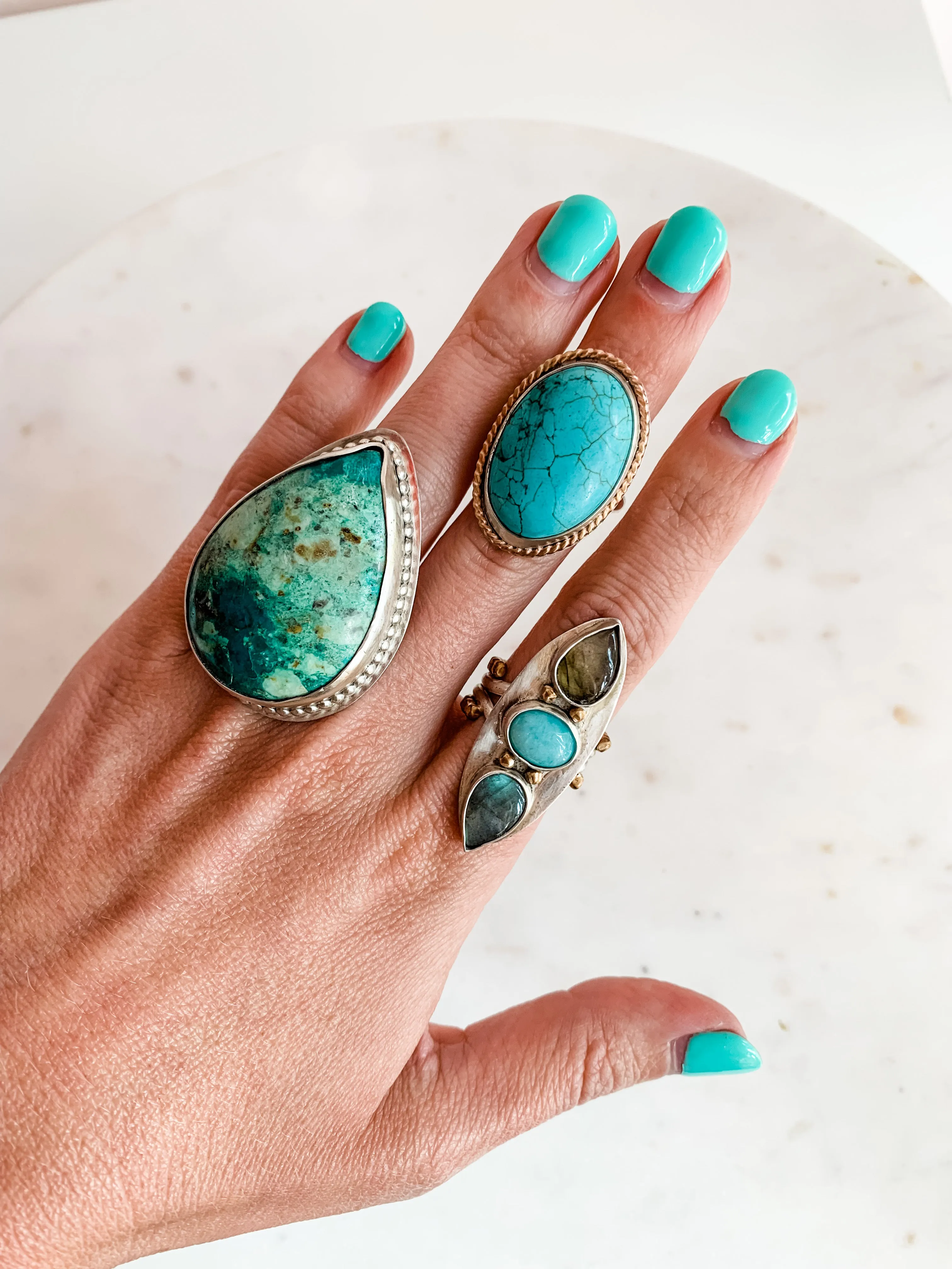Triple Stone Warrior Ring - 6.5