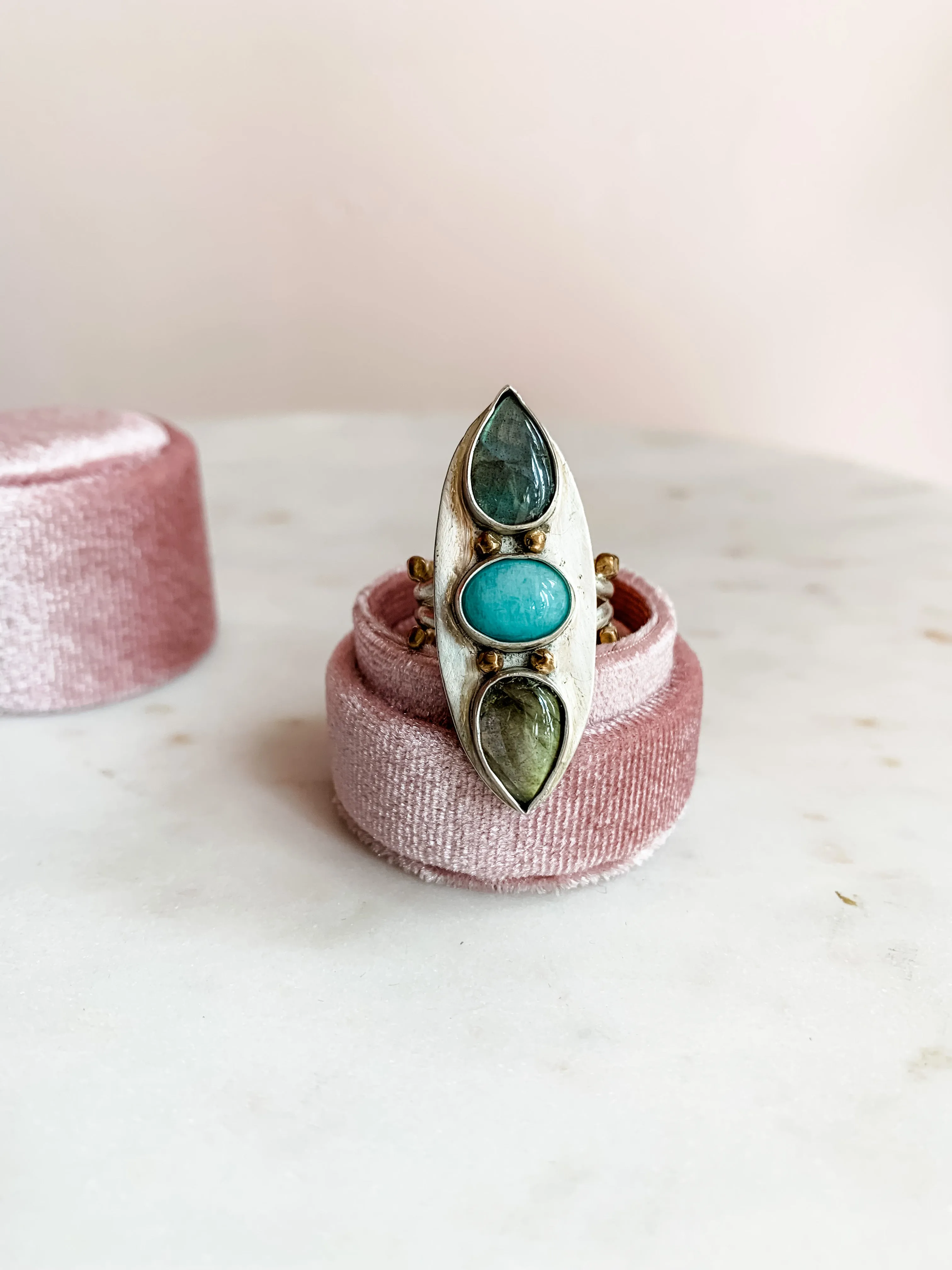 Triple Stone Warrior Ring - 6.5