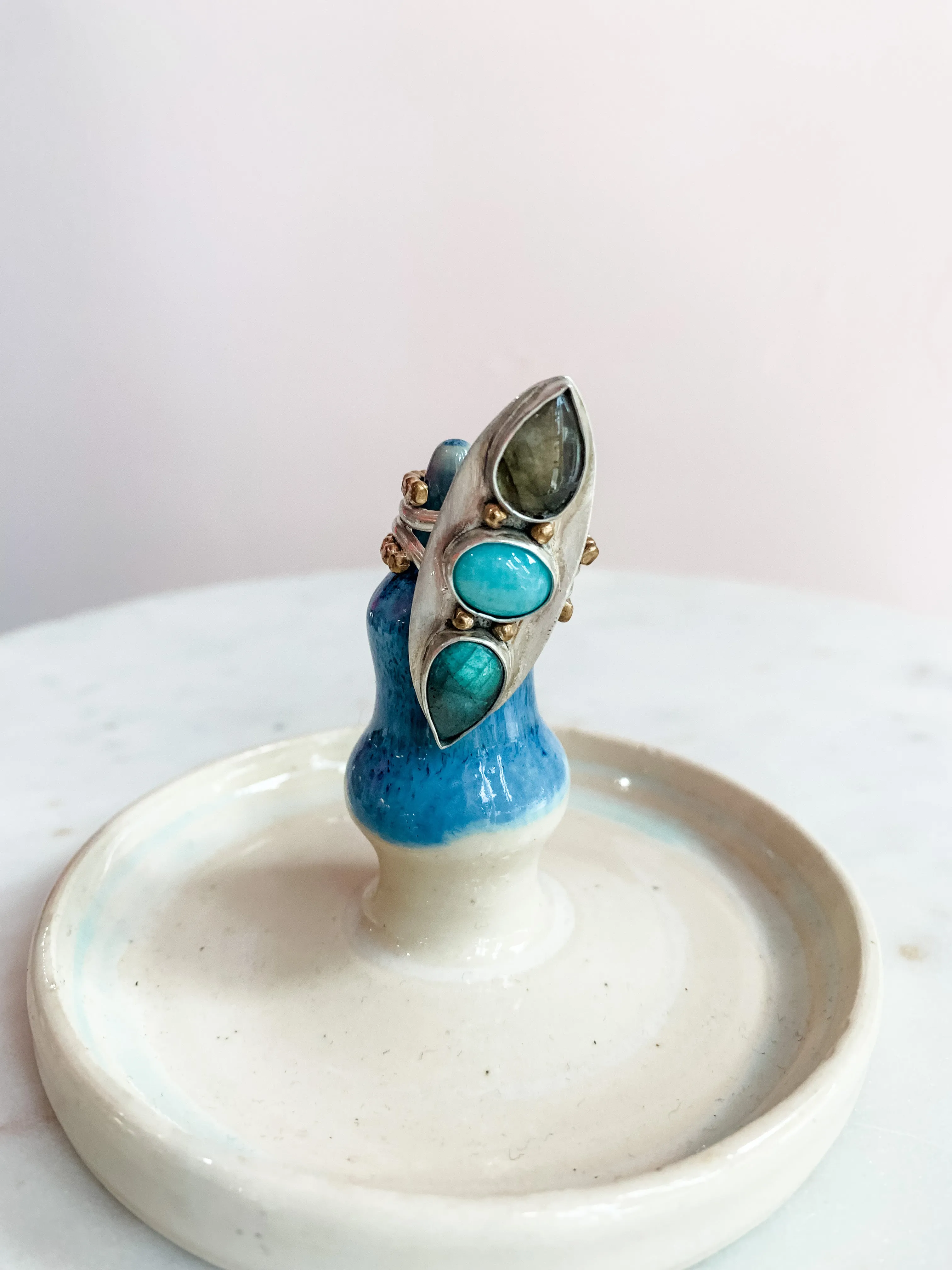 Triple Stone Warrior Ring - 6.5