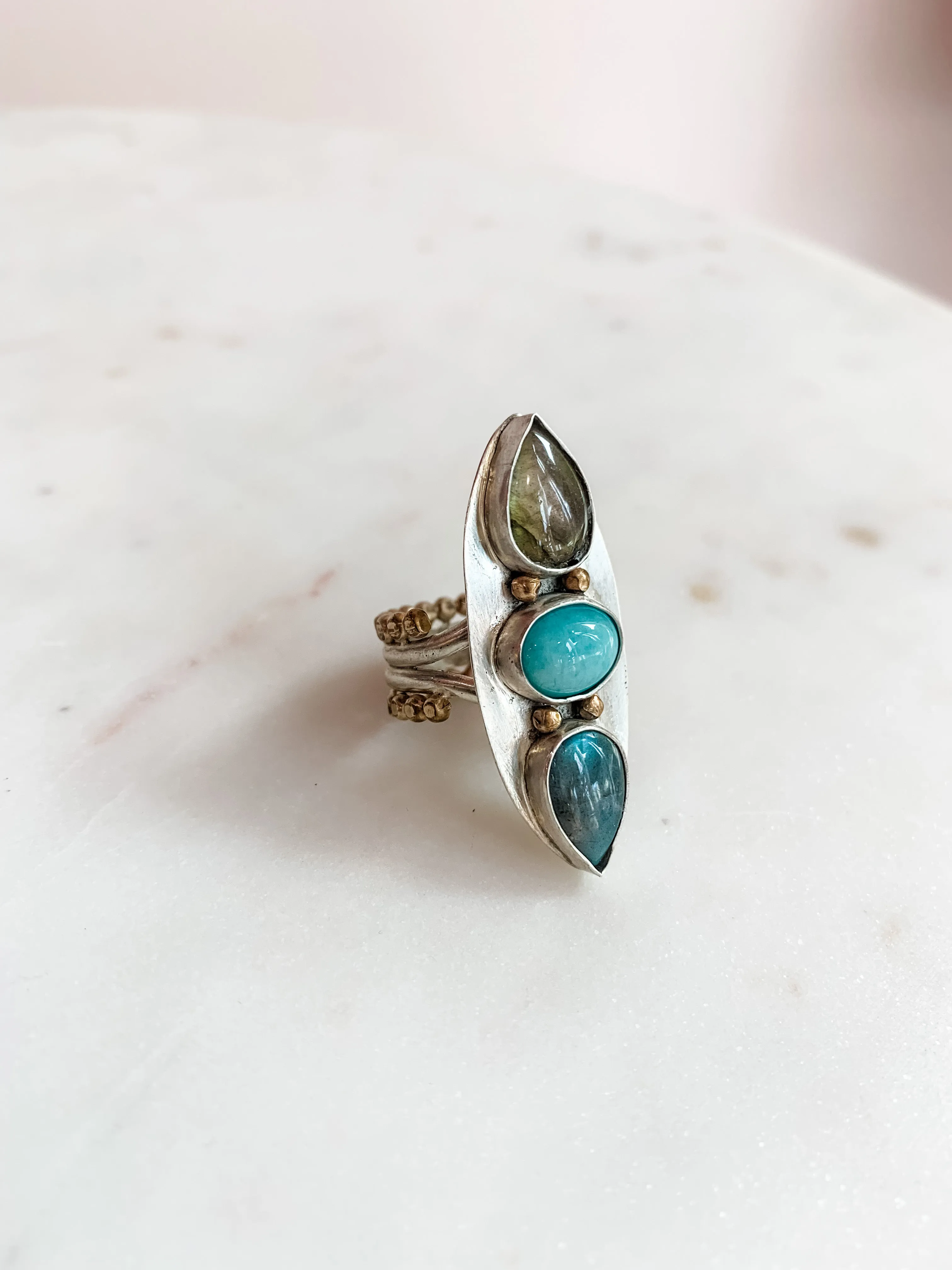 Triple Stone Warrior Ring - 6.5