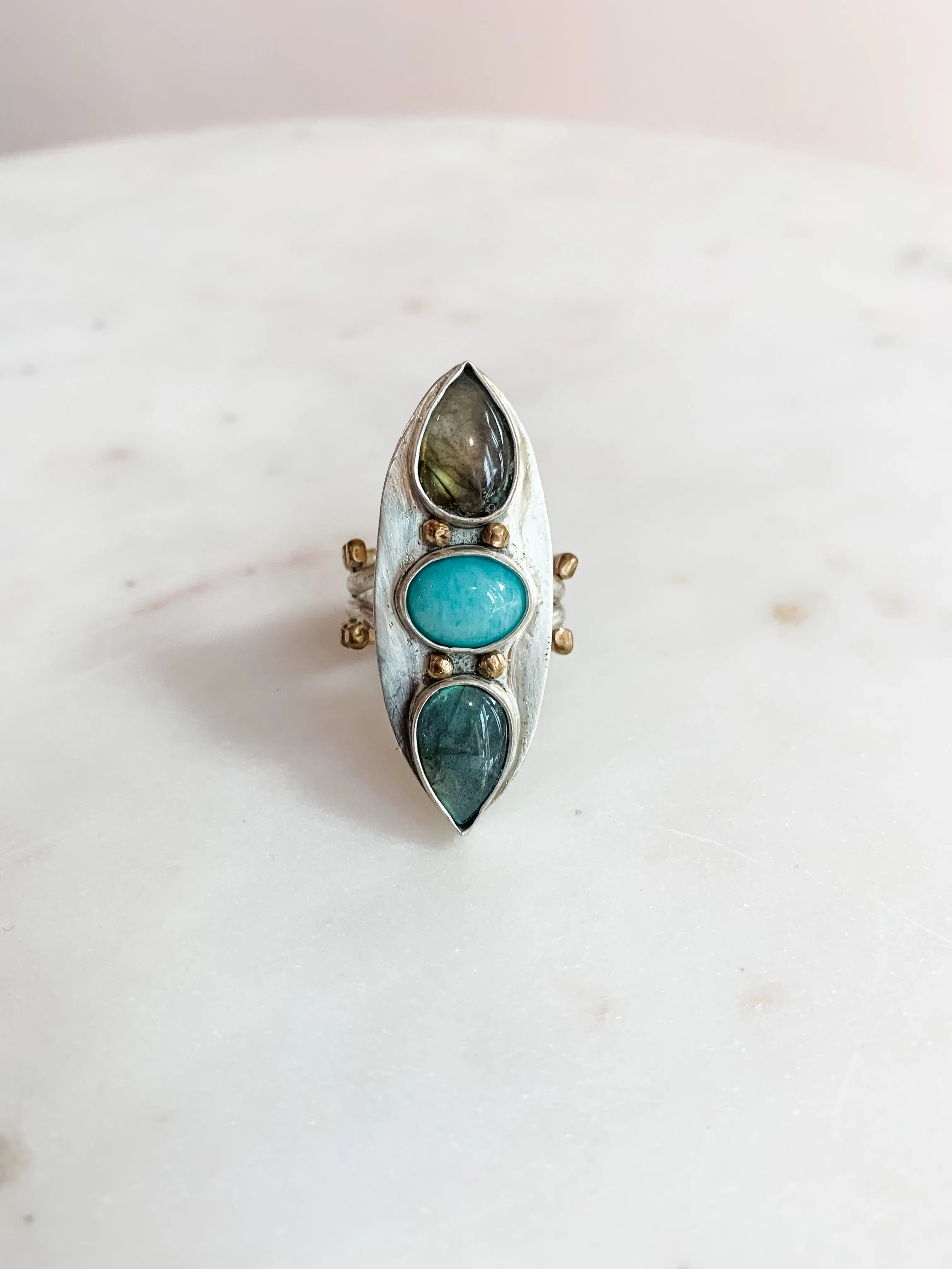Triple Stone Warrior Ring - 6.5