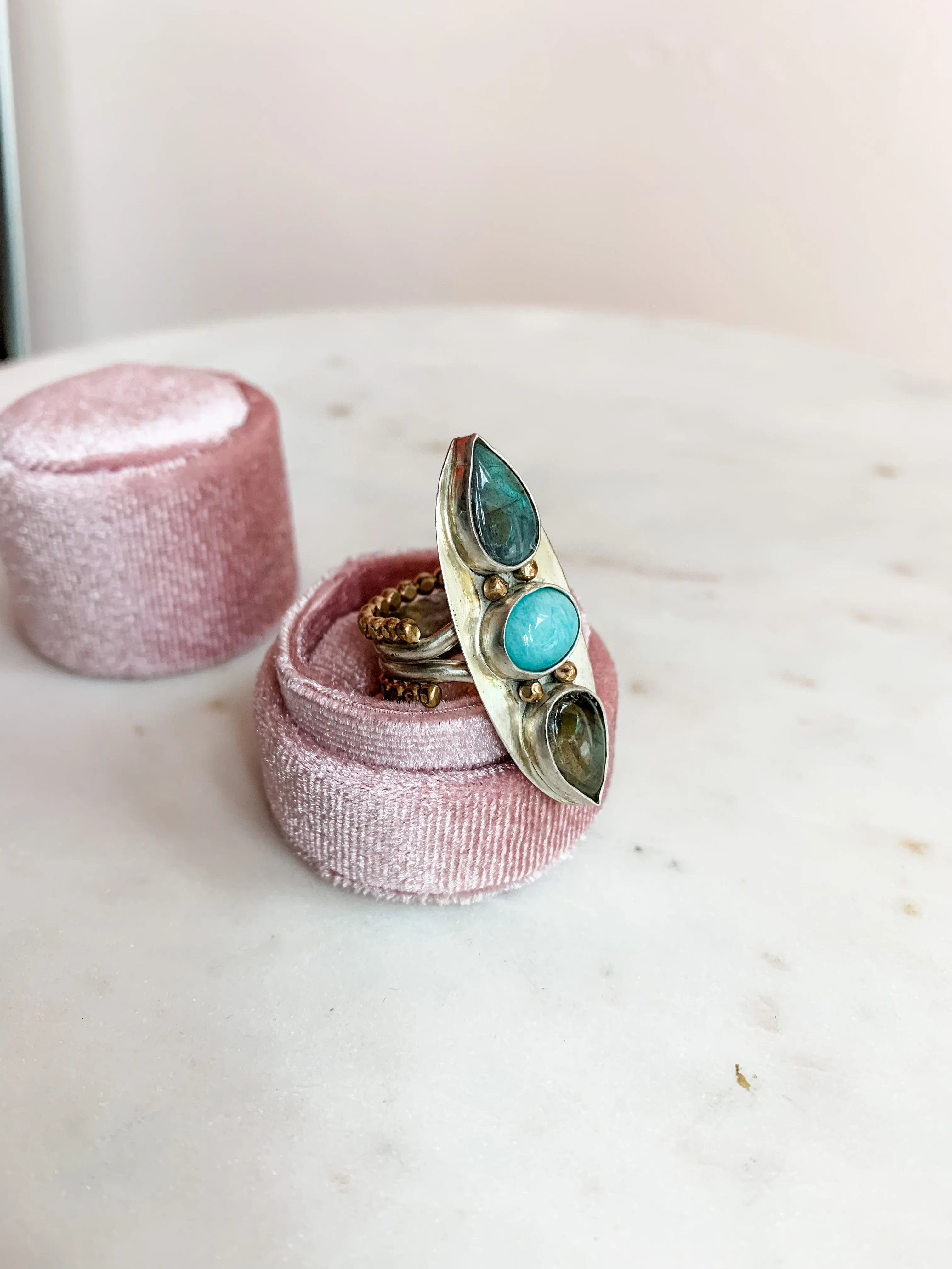 Triple Stone Warrior Ring - 6.5