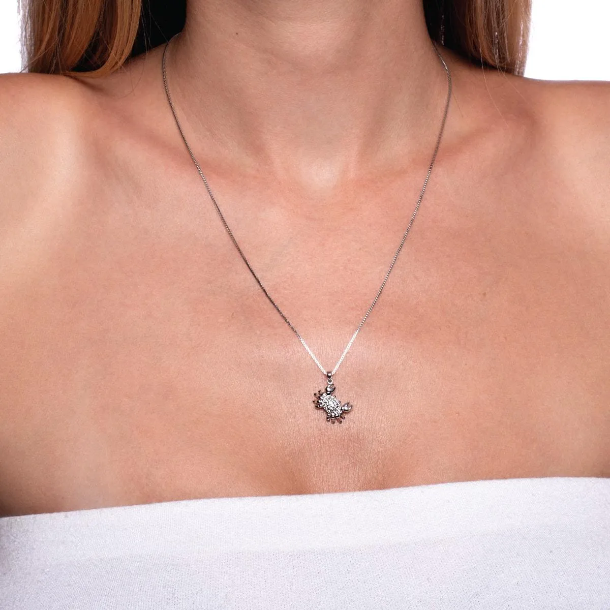 Tropic of Cancer | .925 Sterling Silver | Crystal Sea Crab Infinity Clasp Necklace