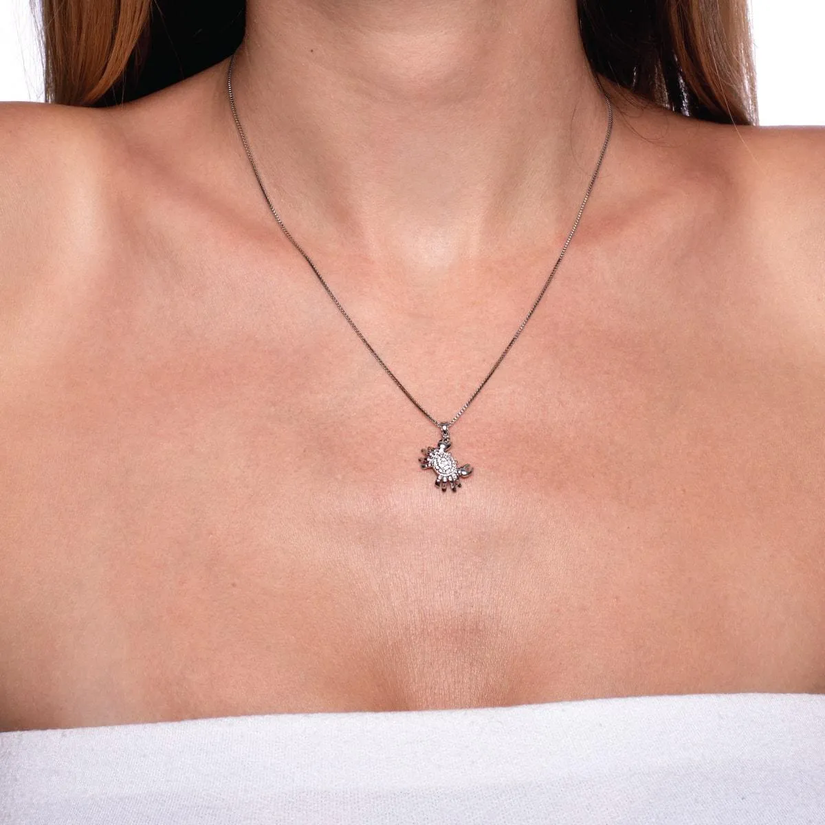 Tropic of Cancer | .925 Sterling Silver | Crystal Sea Crab Infinity Clasp Necklace