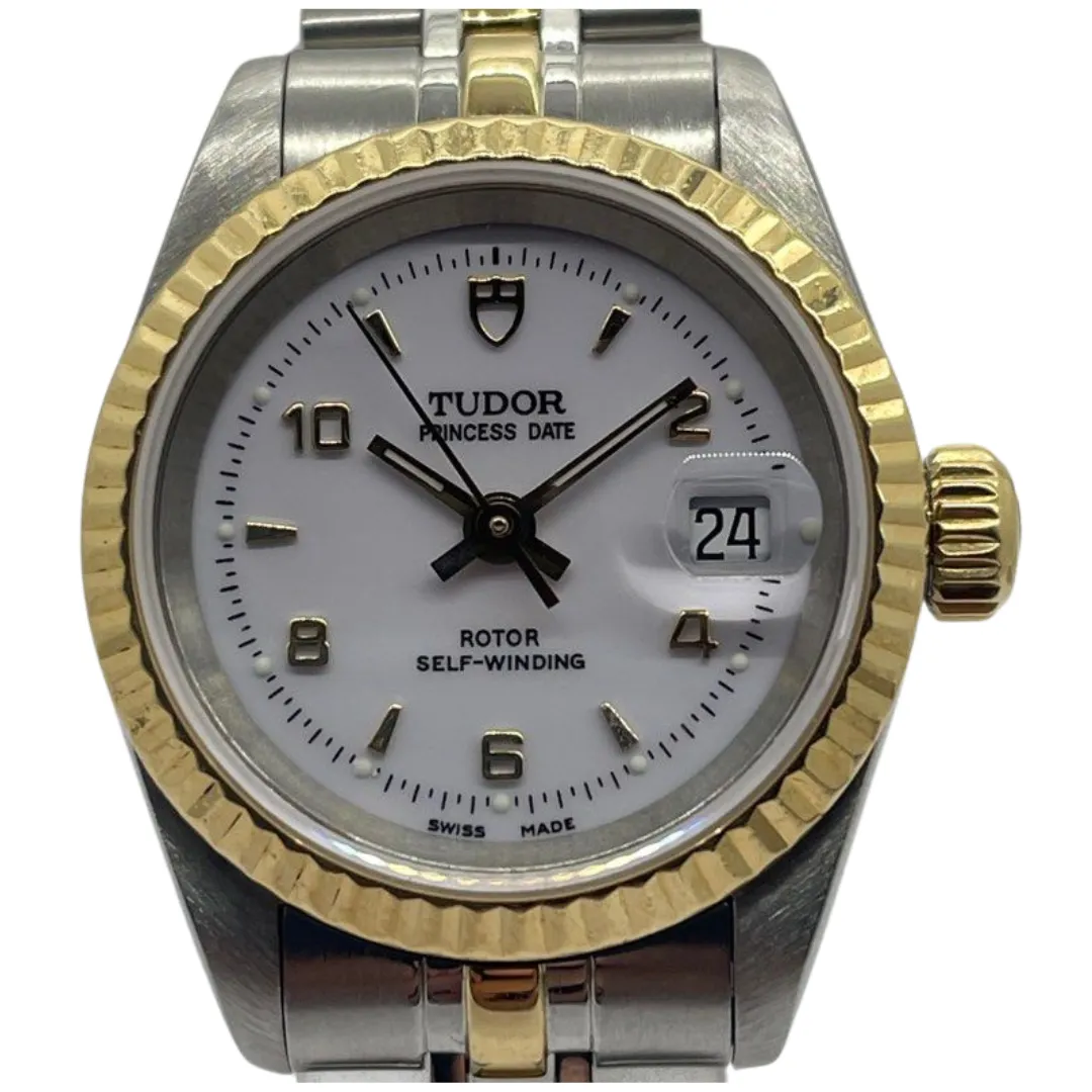 Tudor Princess Date 25mm Half Gold Automatic White Dial Watch