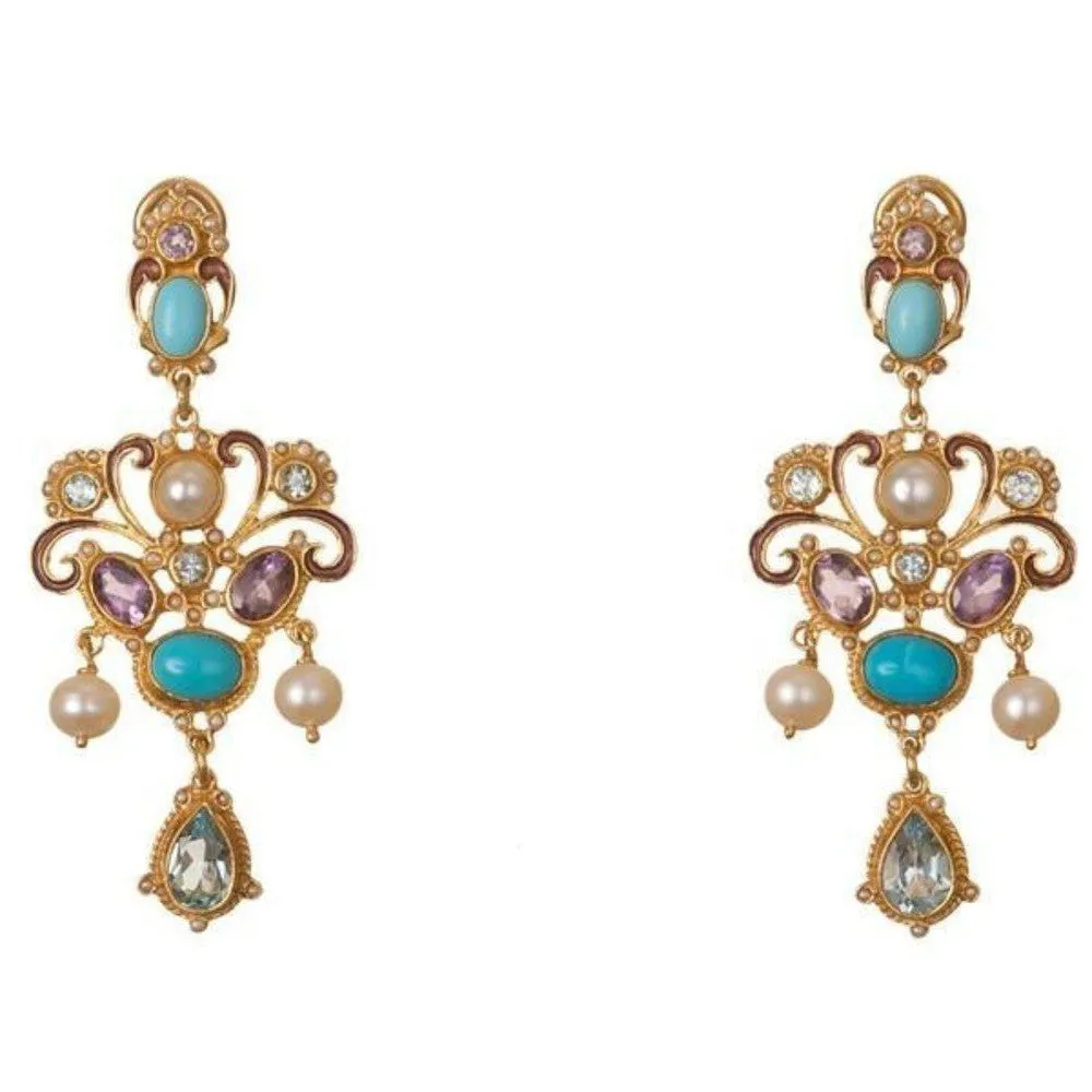 Turquoise and Amethyst Earrings