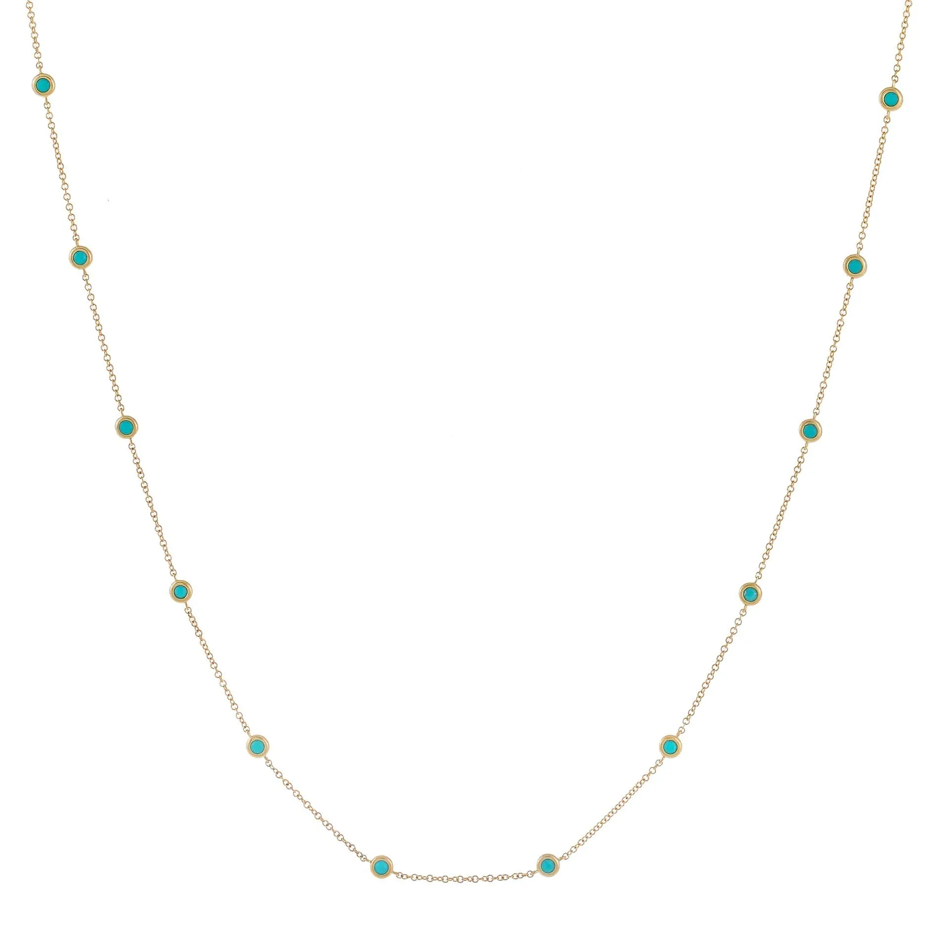 Turquoise Bezel Waist Body Chain 14K