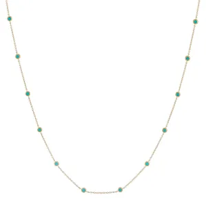 Turquoise Bezel Waist Body Chain 14K
