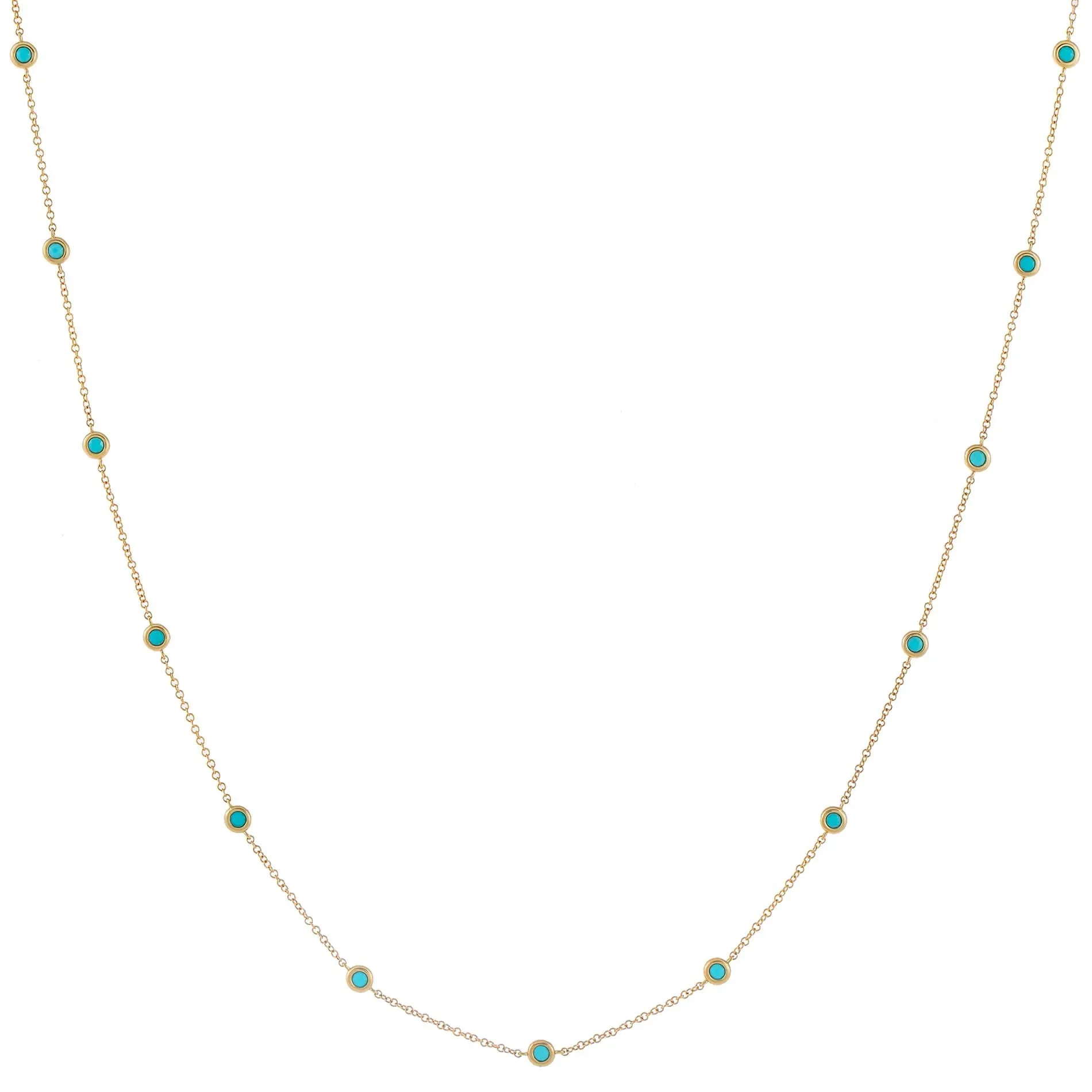 Turquoise Bezel Waist Body Chain 14K