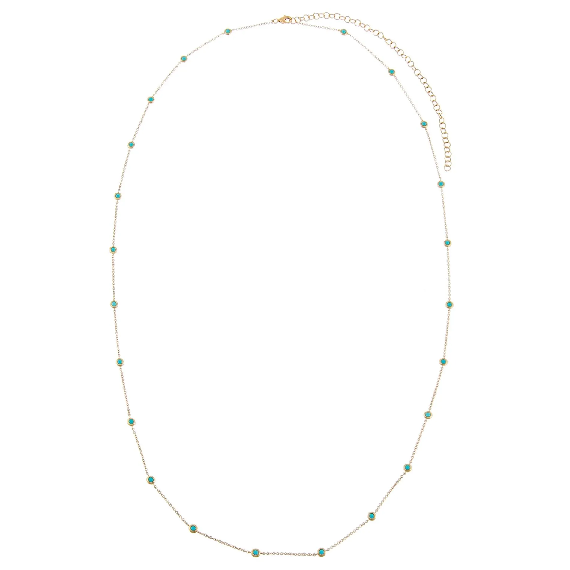 Turquoise Bezel Waist Body Chain 14K