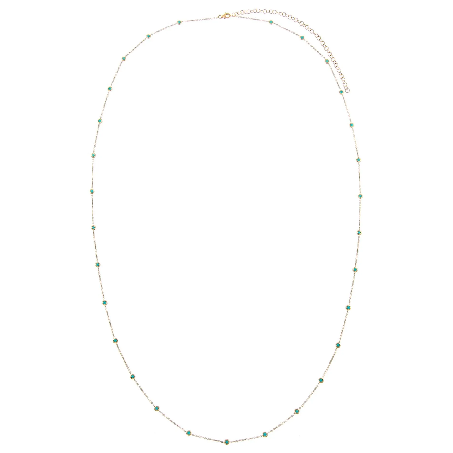 Turquoise Bezel Waist Body Chain 14K
