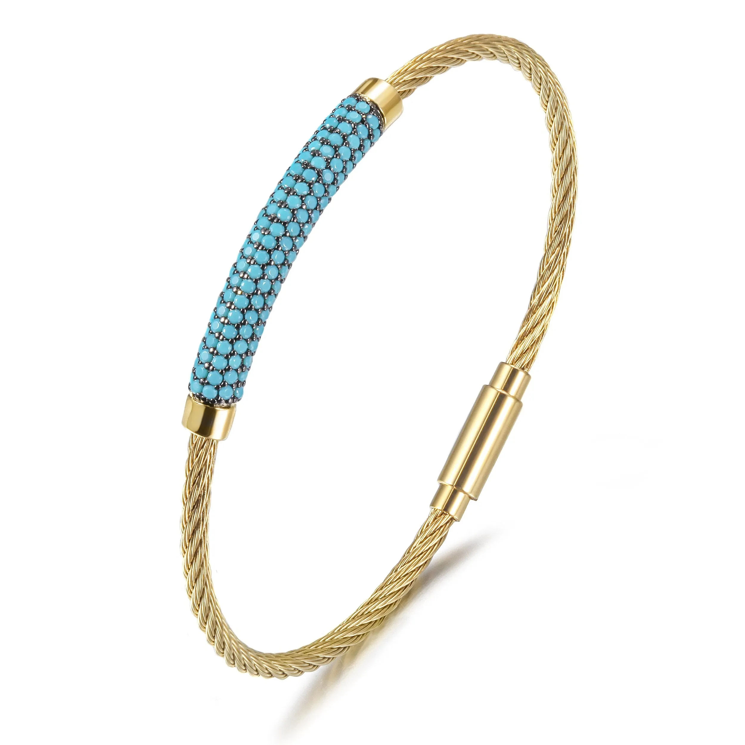 Turquoise Gemstone Bangle Bracelet for Women