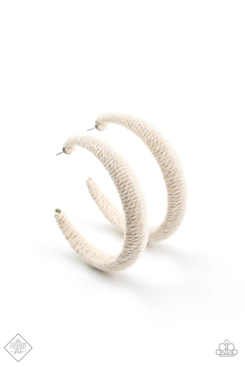 TWINE and Dine White Paparazzi Earrings