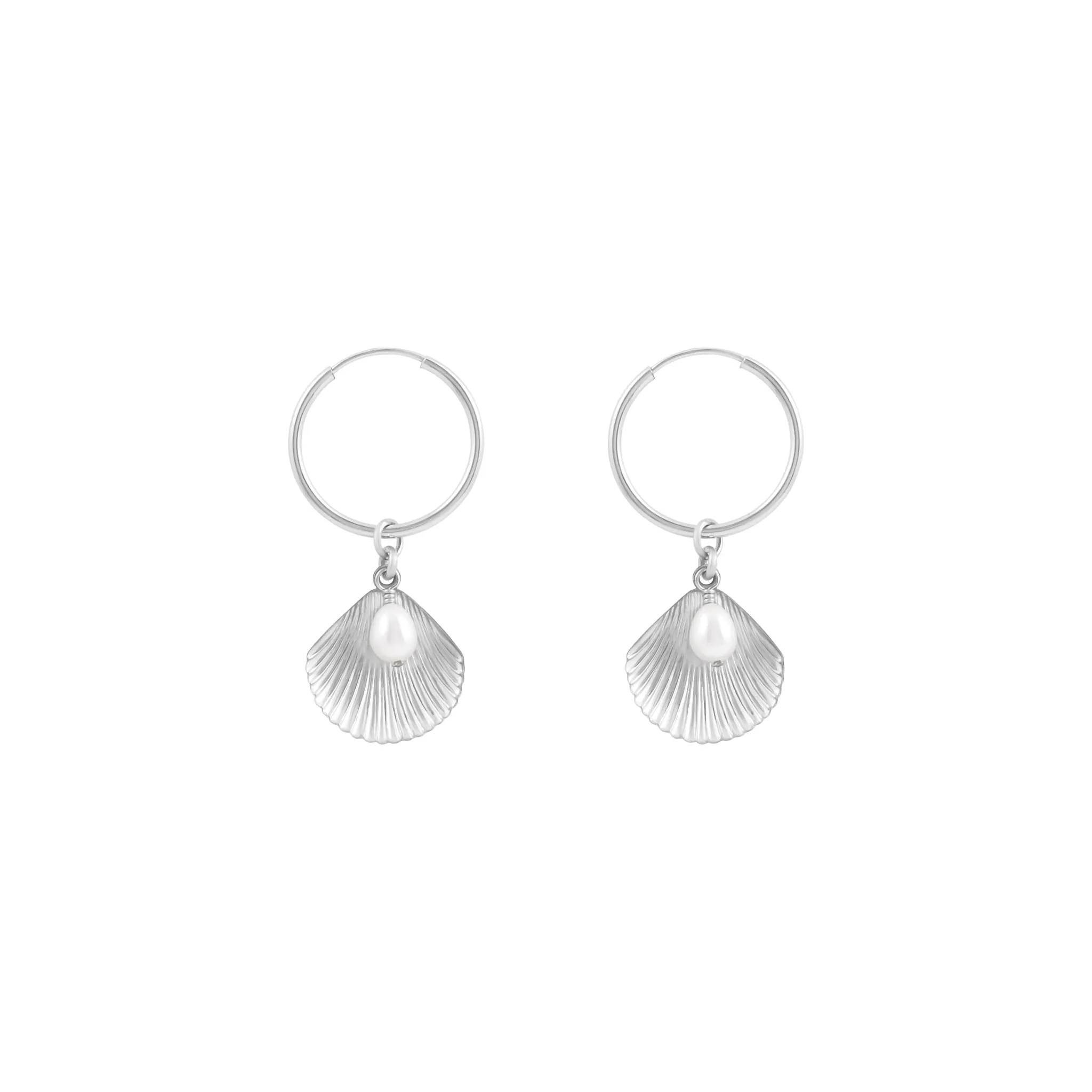 Ula Shell Hoop Earrings - Sterling Silver