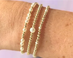 VENICE | Anti-tarnish 14K Gold Filled Balls and Pearls Stack Bracelet