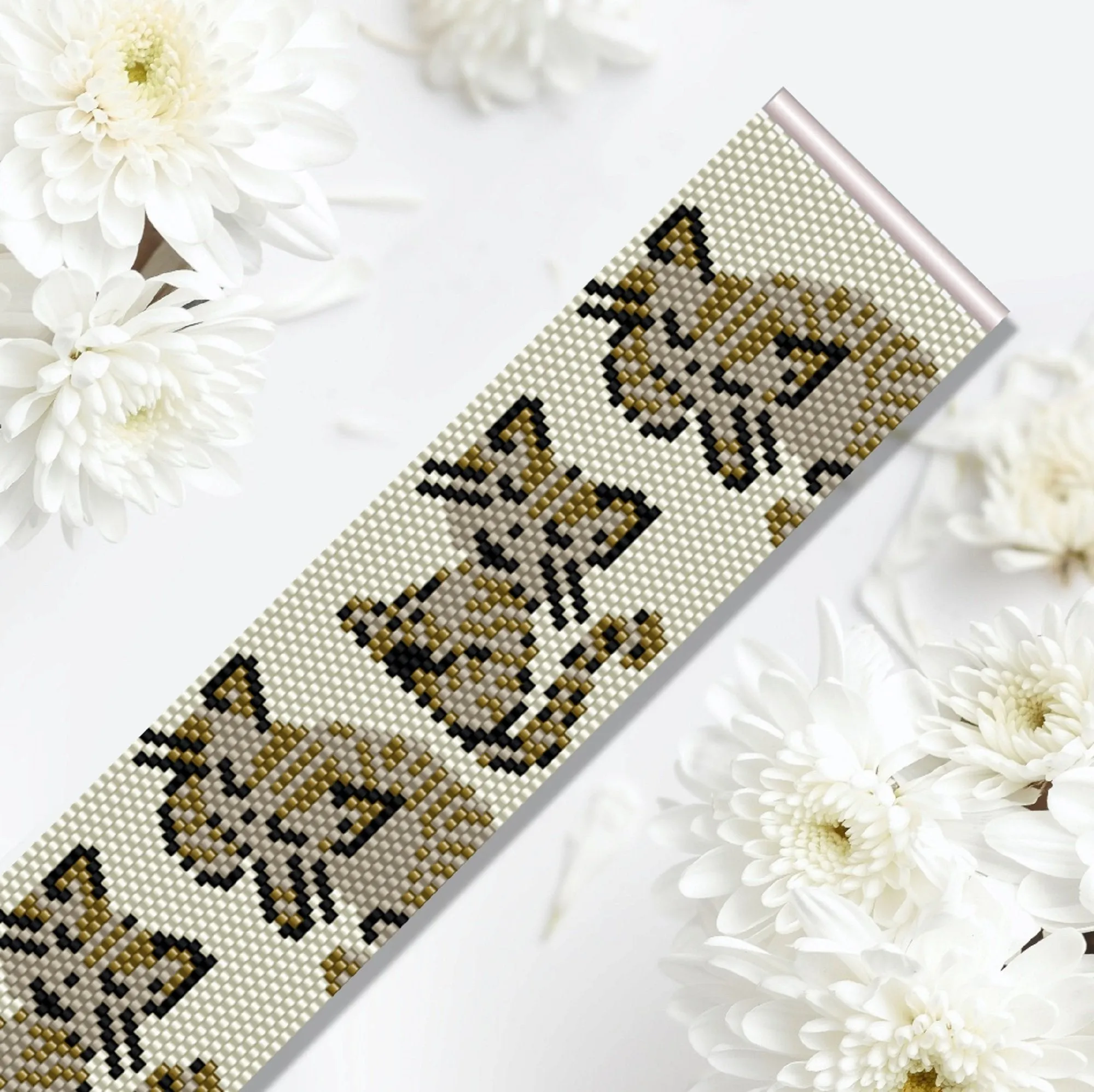 Vertical Peyote Pattern - Bracelet CHAT TABBY
