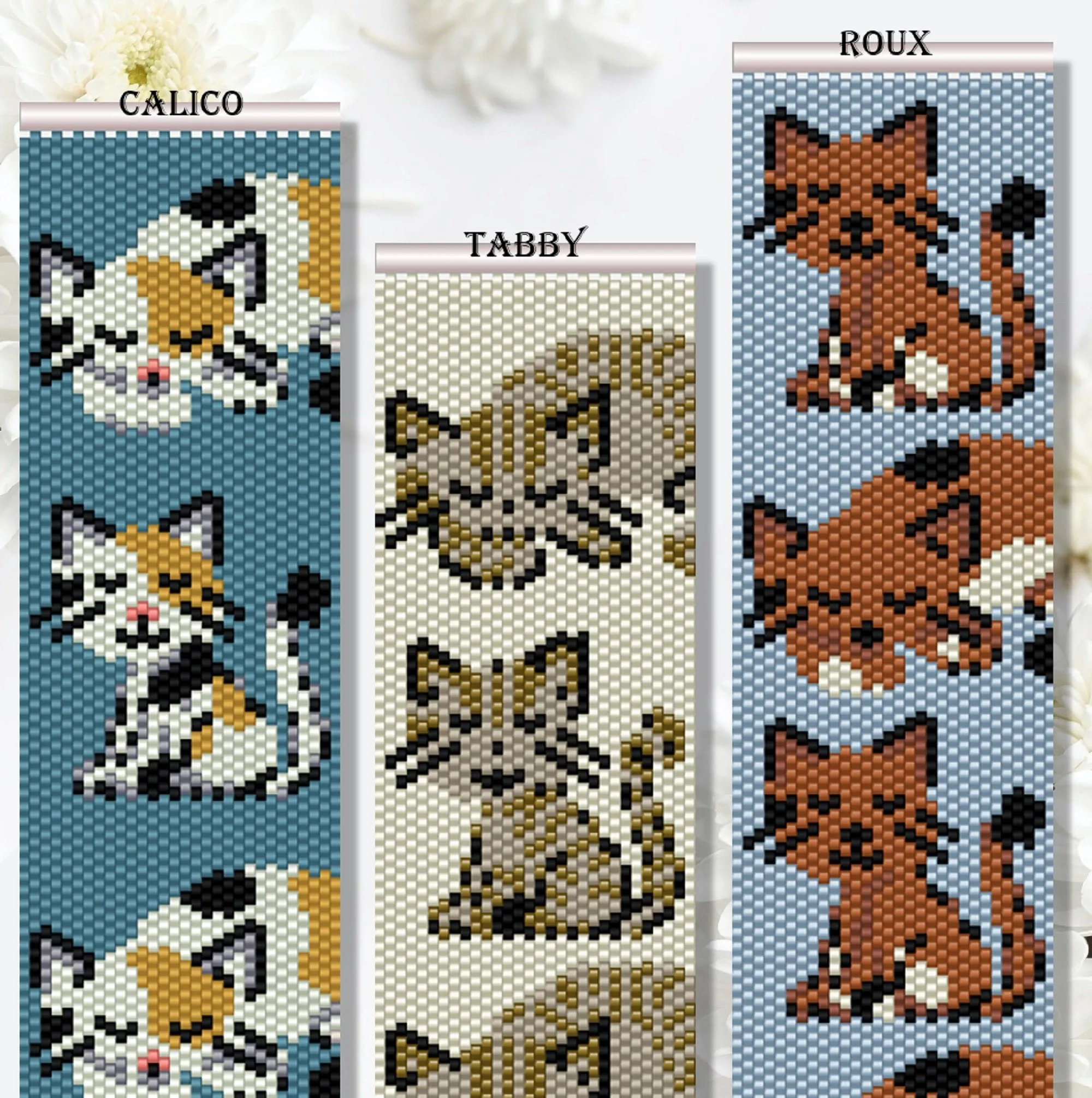 Vertical Peyote Pattern - Bracelet CHAT TABBY