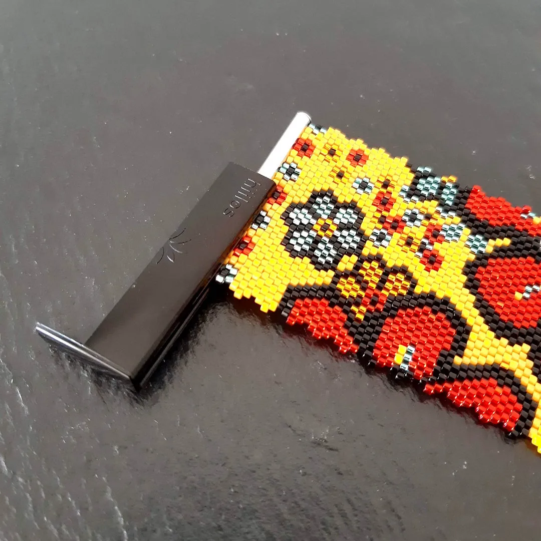 Vertical Peyote Pattern - Bracelet GERBERAS ROUGES