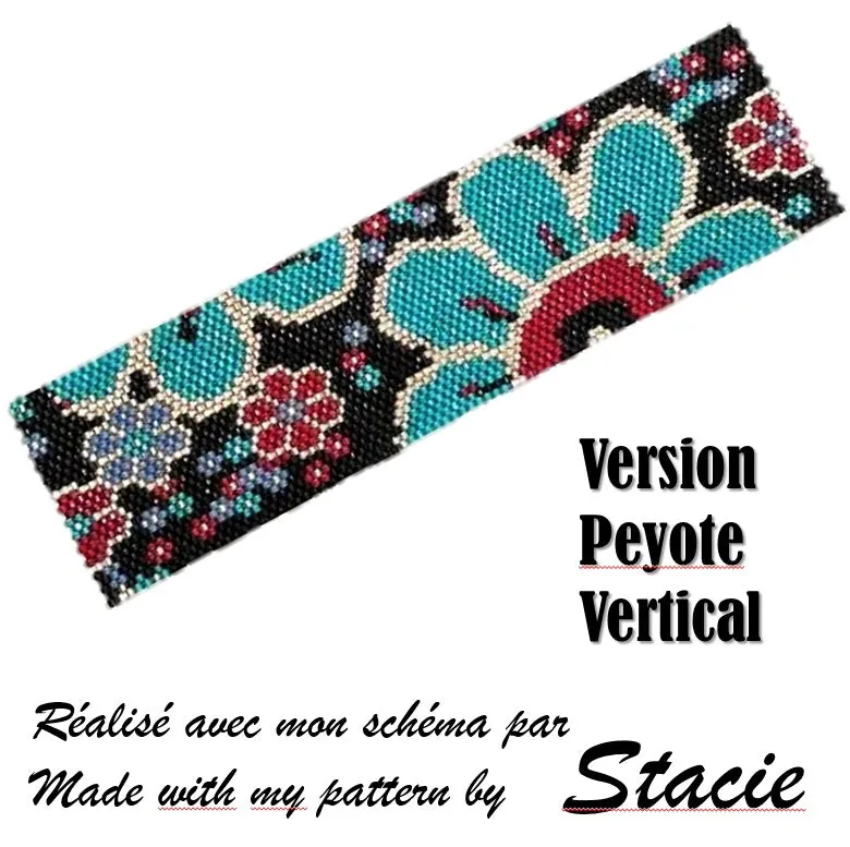 Vertical Peyote Pattern - Bracelet GERBERAS ROUGES