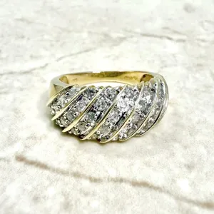 Vintage 10 Karat Yellow Gold 0.90 Carat Diamond Dome Band Ring