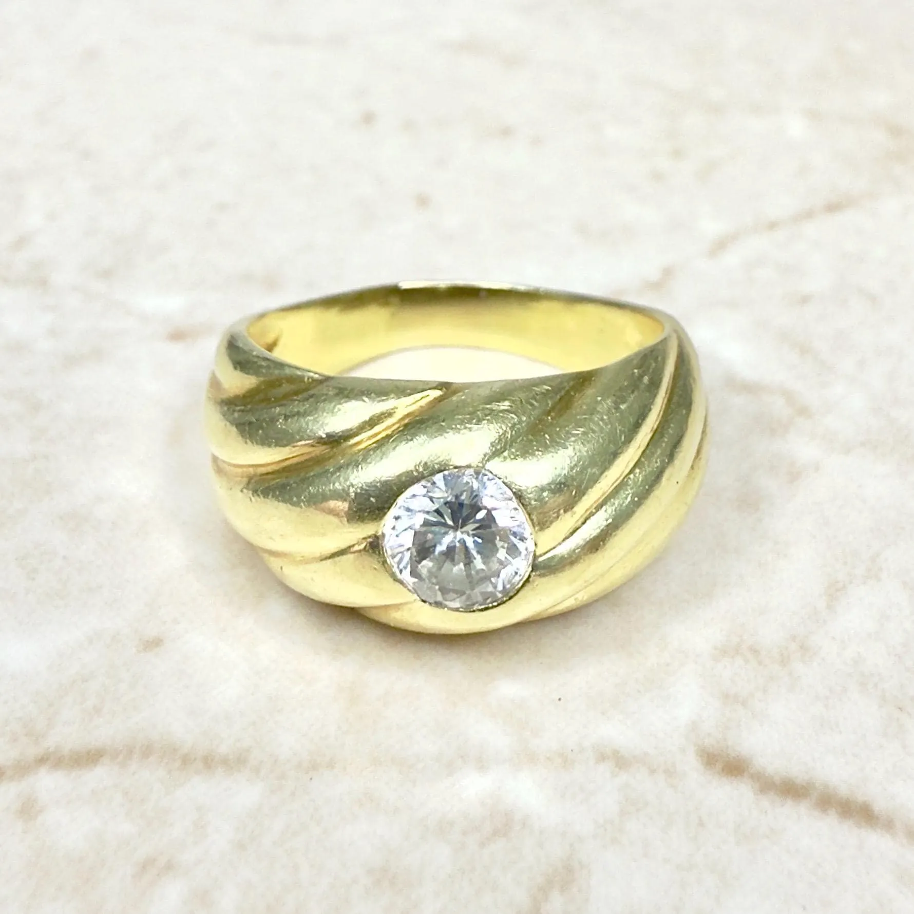 Vintage 14 Karat Yellow Gold Dome Diamond Solitaire Ring