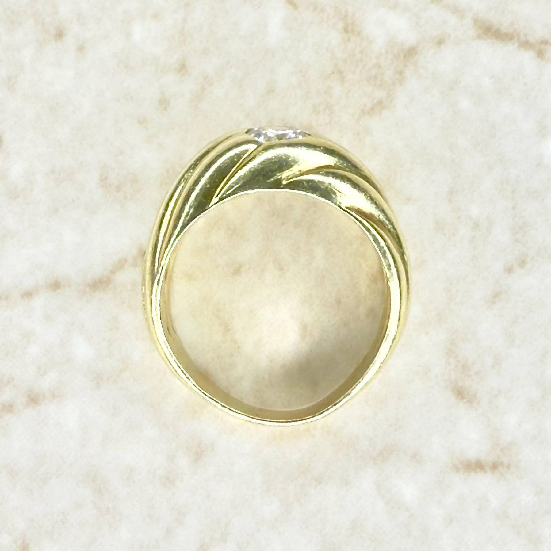 Vintage 14 Karat Yellow Gold Dome Diamond Solitaire Ring