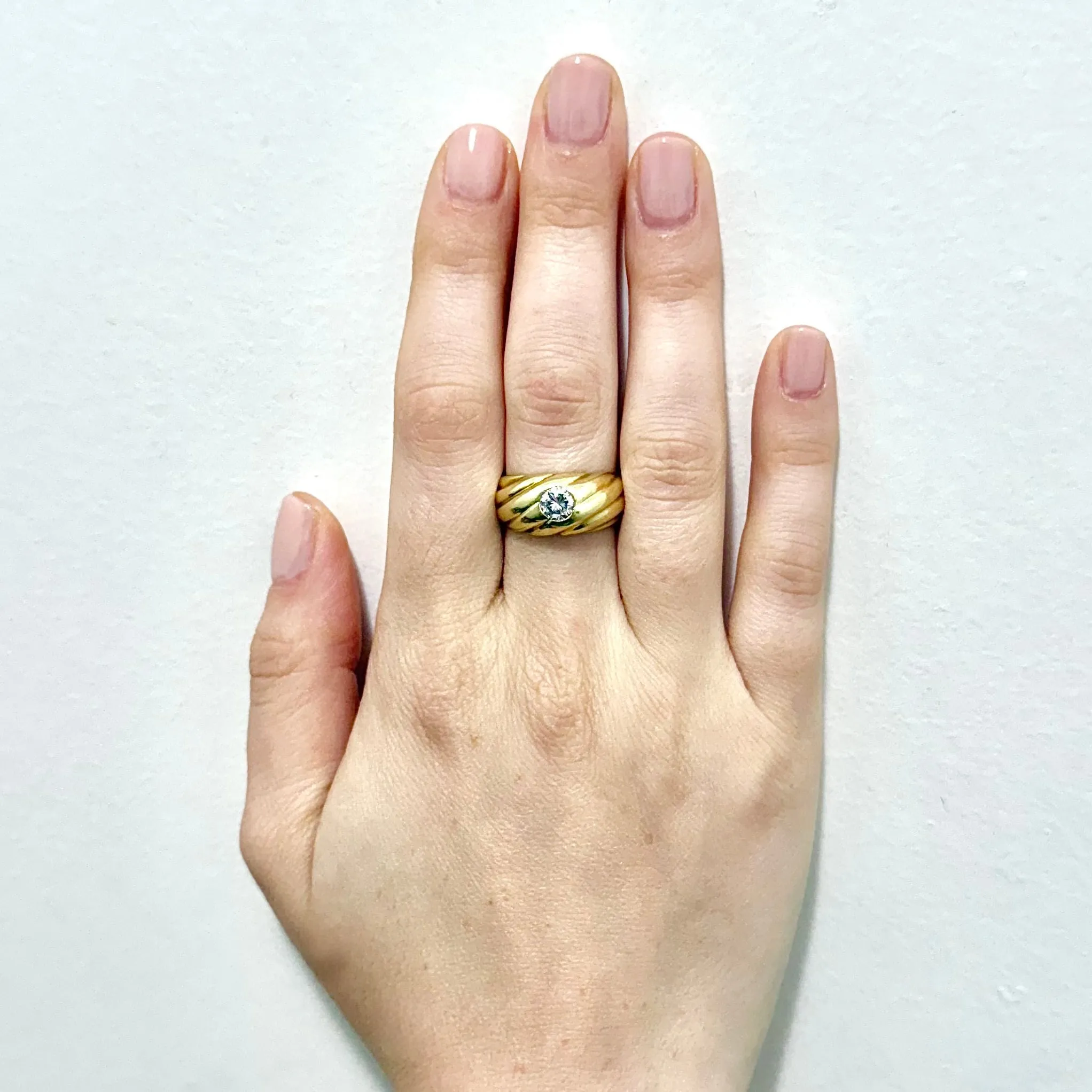 Vintage 14 Karat Yellow Gold Dome Diamond Solitaire Ring