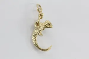 Vintage 14K Gold Cherub Riding a Dolphin Charm Pendant