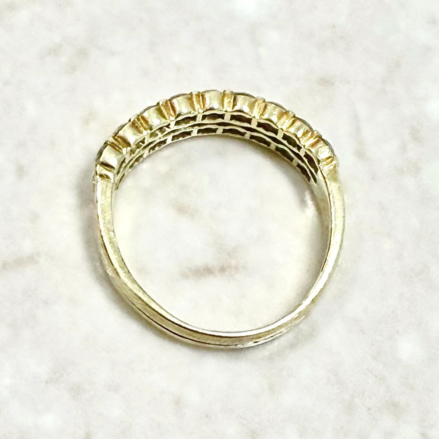 Vintage 18 Karat Yellow Gold Double Row 1.30 Carat Diamond Band Ring