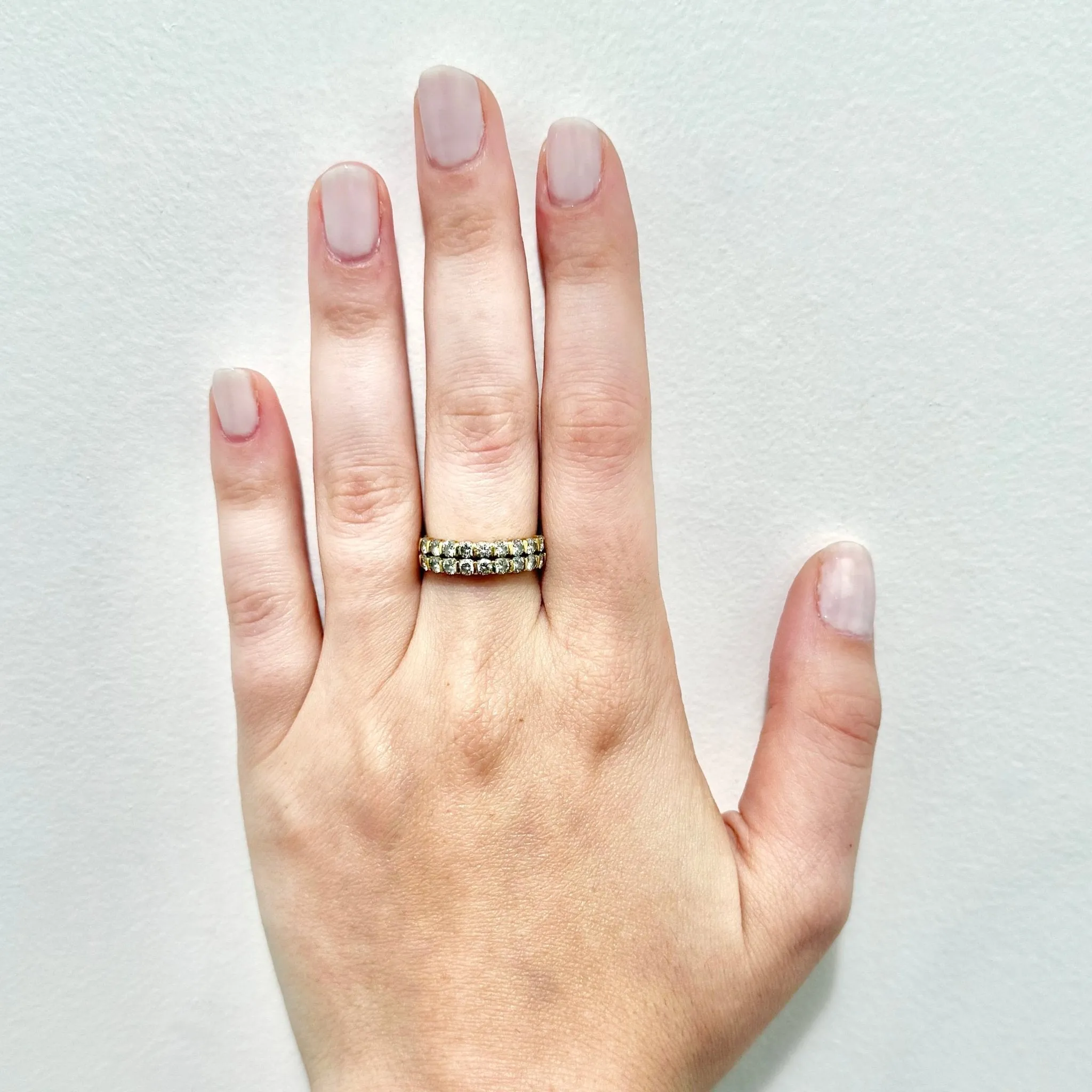 Vintage 18 Karat Yellow Gold Double Row 1.30 Carat Diamond Band Ring