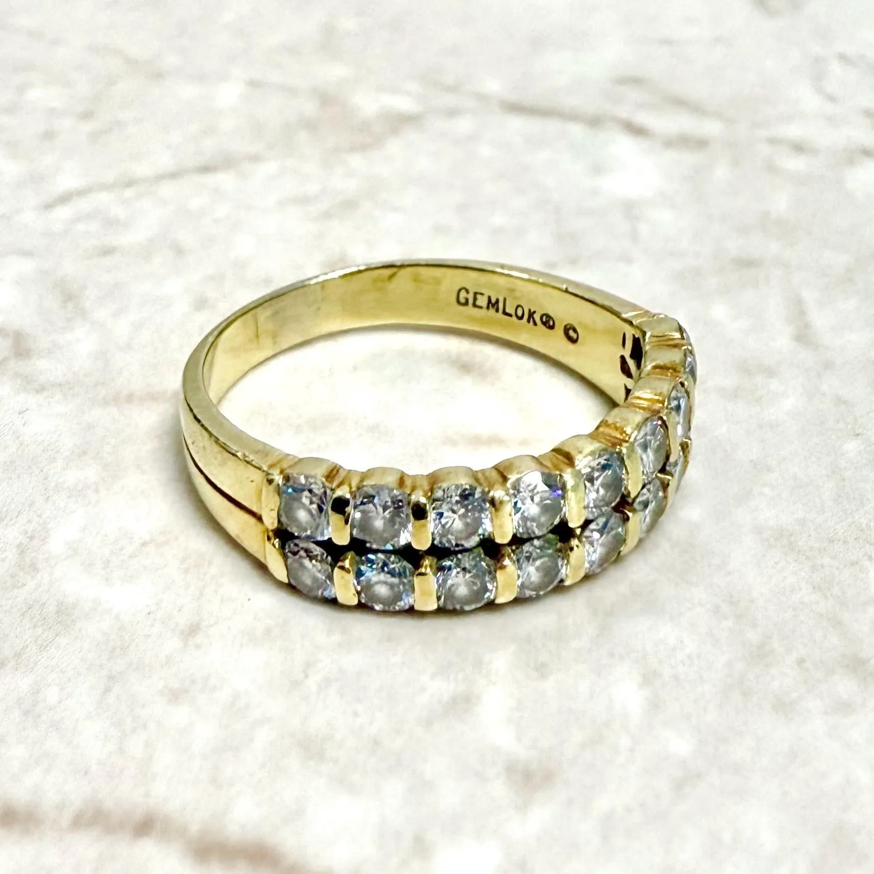 Vintage 18 Karat Yellow Gold Double Row 1.30 Carat Diamond Band Ring