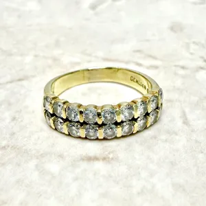 Vintage 18 Karat Yellow Gold Double Row 1.30 Carat Diamond Band Ring