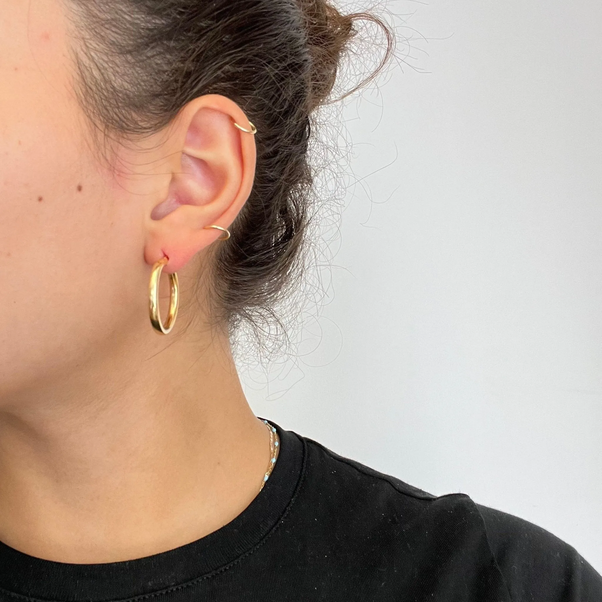 Vintage 1" Gold Hoop Earrings
